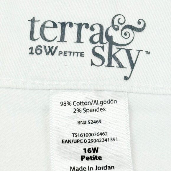 NWT Terra & Sky Womens Straight High Rise Stretch White Denim Jeans Plus Sz 16WP - Picture 5 of 9